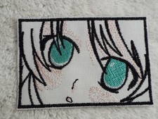 Teal ANIME EYES 4" Embroidery Iron-on Patch E34 
