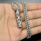 Retro Stainless Steel Star of David Mezuzah Pendant Necklace Scroll Judaica