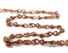 5 Feet Vintage Copper Coated Steel Figure 8 Fancy 3.5mm. Cable Chain M152