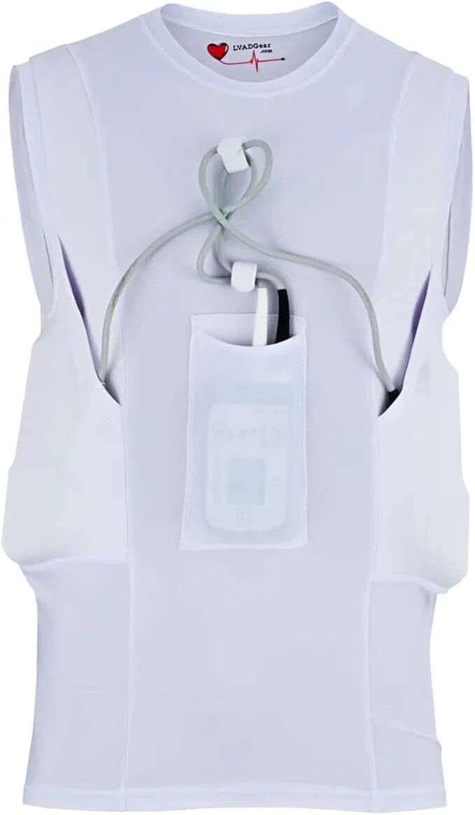 LVAD Heartmate 2 & 3 White Tank Top For Men LVAD Clothing Sleeveless Vest Shirt