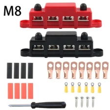 Red & Black 5/16" 4 Stud Power Distribution Busbar Bus Bar With Cover Fast Ship