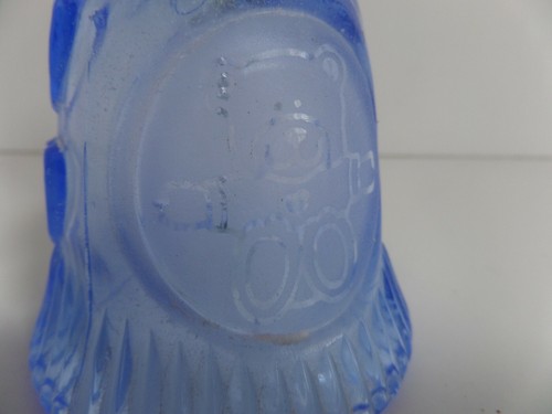 Bell collectable, Glass, blue with bear and hearts - Picture 2 of 3