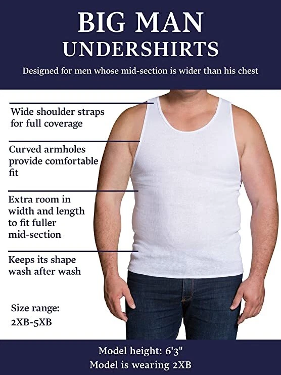 Fruit of the Loom Men's Tag-Free Tank A-Shirt 3 or 6 Pack, Sizes S- 2X 3X 4X 5X - Image 4 of 4
