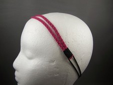 Fuchsia Pink thin skinny braid braided double headband faux suede hair band