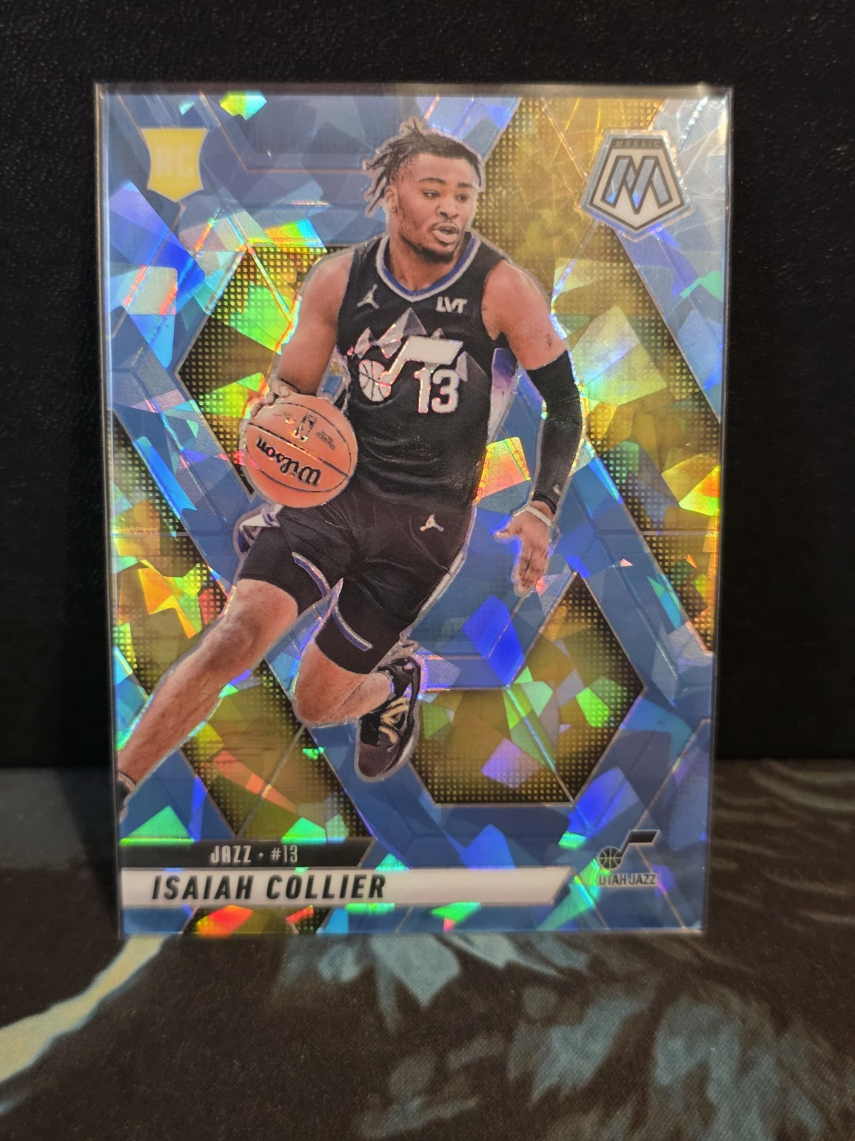 2024-25 Panini Mosaic - Rookies Isaiah Collier #222 Ice Mosaic Prizm 13/125 (RC)