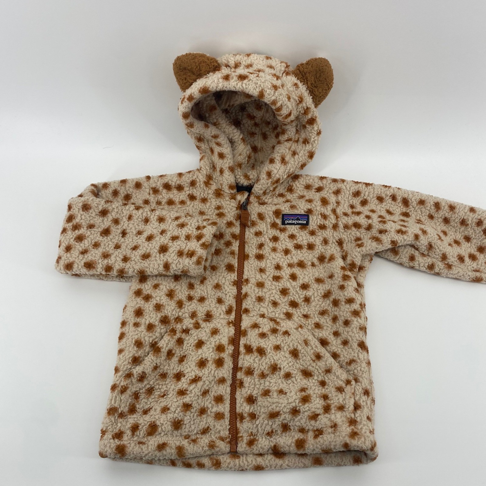 Patagonia Dear Dear Tuber Tan Fleece Hoody Kids 3T Tan Brown Dot  Ear