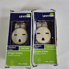 Leviton 5029 Single Outlet 15A 250V Ivory 6-15R Receptacle Lot of 2
