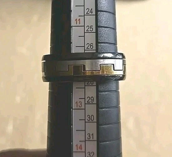 Anillo giratorio de acero inoxidable tono dorado negro INOX para hombre talla 113/4 ayuda contra el estrés Foto 2 de 4