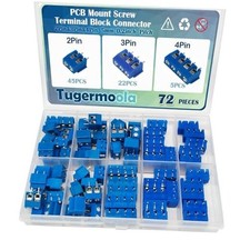 72PCS 5mm/0.2inch Pitch PCB Mount Screw Terminal Block Connector 2Pin 3Pin Blue