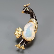 Ręcznie robiona broszka z naturalnego opalu 925 srebro szterlingowe /NB31303