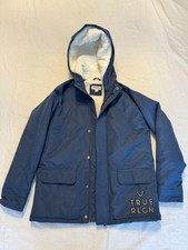 True Religion Hooded Winter Jacket Coat Unisex Youth Size M Blue Fleece Lined