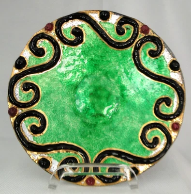 PIERRE BONNET SUPERBE COUPELLE EMAIL DE LIMOGES SUR ARGENT SIGNEE ART DECO - Photo 1/4