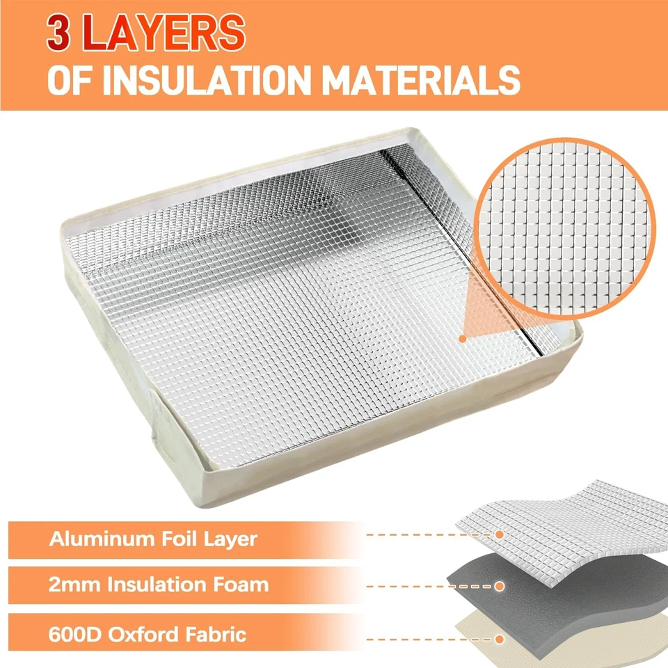 Ветрозащитный водонепроницаемый 3-слойный изоляционный чехол для окна переменного тока 21 x 15 x 3,5 дюйма бежевый - Изображение 3 из 4