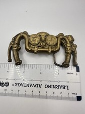 VTG Motorcycle Handlebars Solid Brass Belt Buckle Baron 1980 Signed Biker Read