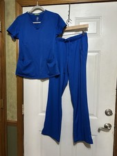 HH Works by Healing Hands Scrub Set Monica Top  Rebecca Pants Royal Blue XS
