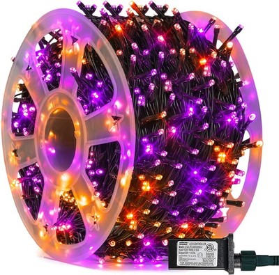500 LED Halloween String Lights 164FT 8 Modes Waterproof Purple Orange Decor,NEW