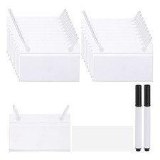 20 Pack 3.5" x 2.2" Plastic Shelf Basket Label Holders Clips with Button Lock