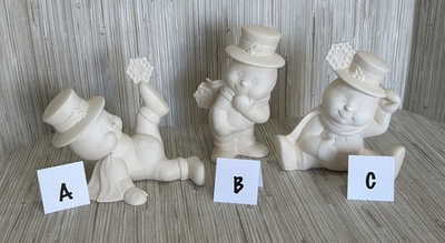 #ad #ad Ready to paint Ceramic Bisque Dona’s Molds Snowman w SnowFlake 3 pc set $40.00