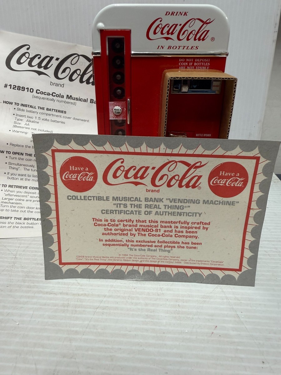 Vintage 1994 Vending Coca Cola Diecast Musical Bank Vending