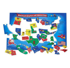 Melissa Doug Wooden USA Map Jigsaw Puzzle Interlocking Ages 4-11 Multicolor Us