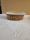 Vintage Pyrex Early American 1 & 1/2 Qt Oval Casserole Dish w/ Lid #045 ~Nice~