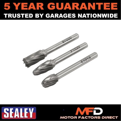 Sealey Wolframcarbid Rotationsgrat-Set 3-teilig Reißzange/grob SDBCK3