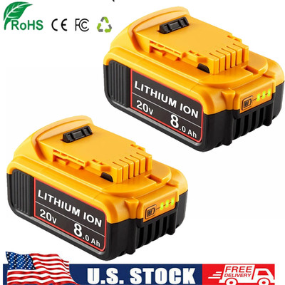 Battery -US 8.0Ah For DeWalt 20V Max XR Lithium Ion DCB205-2 DCB208 DCB200-2