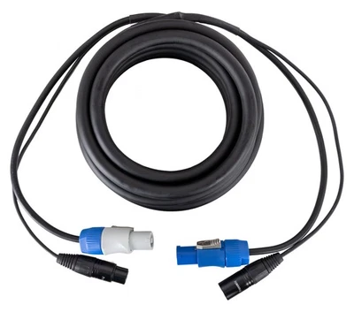 Cable Hybride XLR DMX Male Femelle 3 Broches Powerplug DJ PA Speakon 5m Noir - Photo 1/3