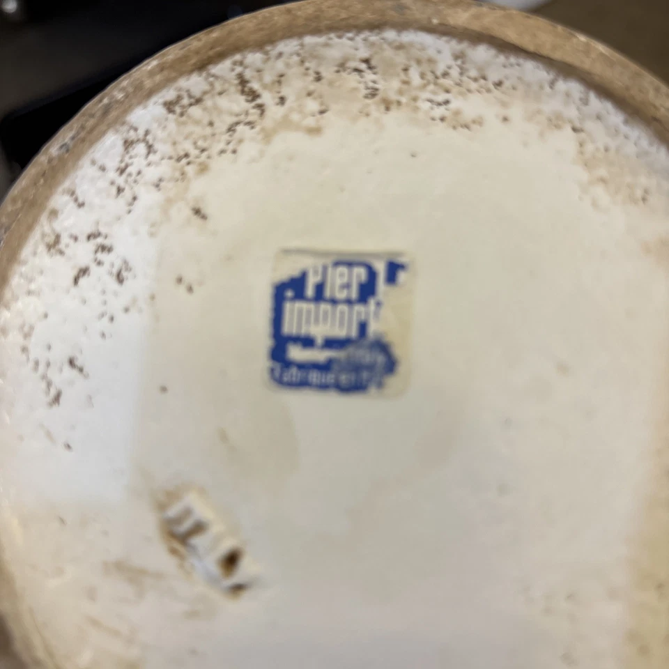 Pier 1 Mid Century Modern Style White & Black Pottery Vase Made In Italy 12in - Image 3 of 3