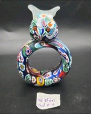 HTF Murano Italy Venetian KB Art Glass Blown Glass Millefiori Owl Napkin Ring #3