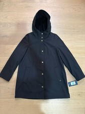 Tommy Hilfiger Women's Black Hooded Rain Coat L NWT
