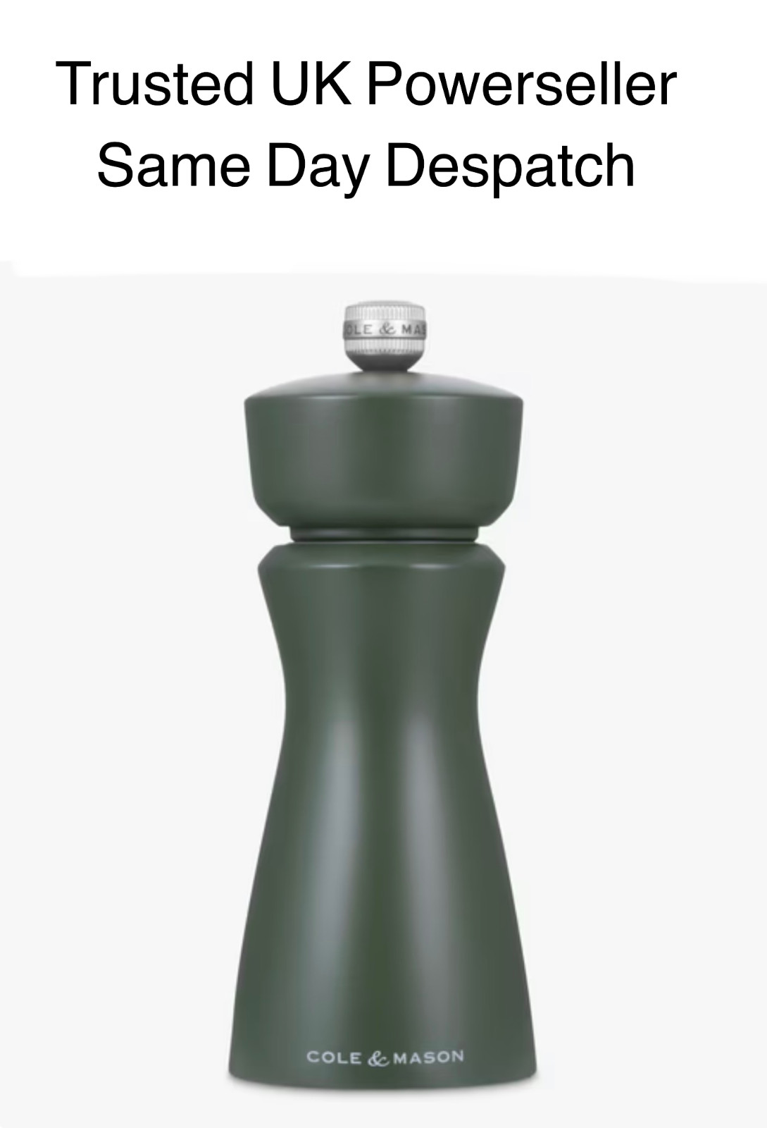 Cole & Mason Kenton Salt / Pepper Grinder, Rosemary Green, Adjustable Grind 15cm