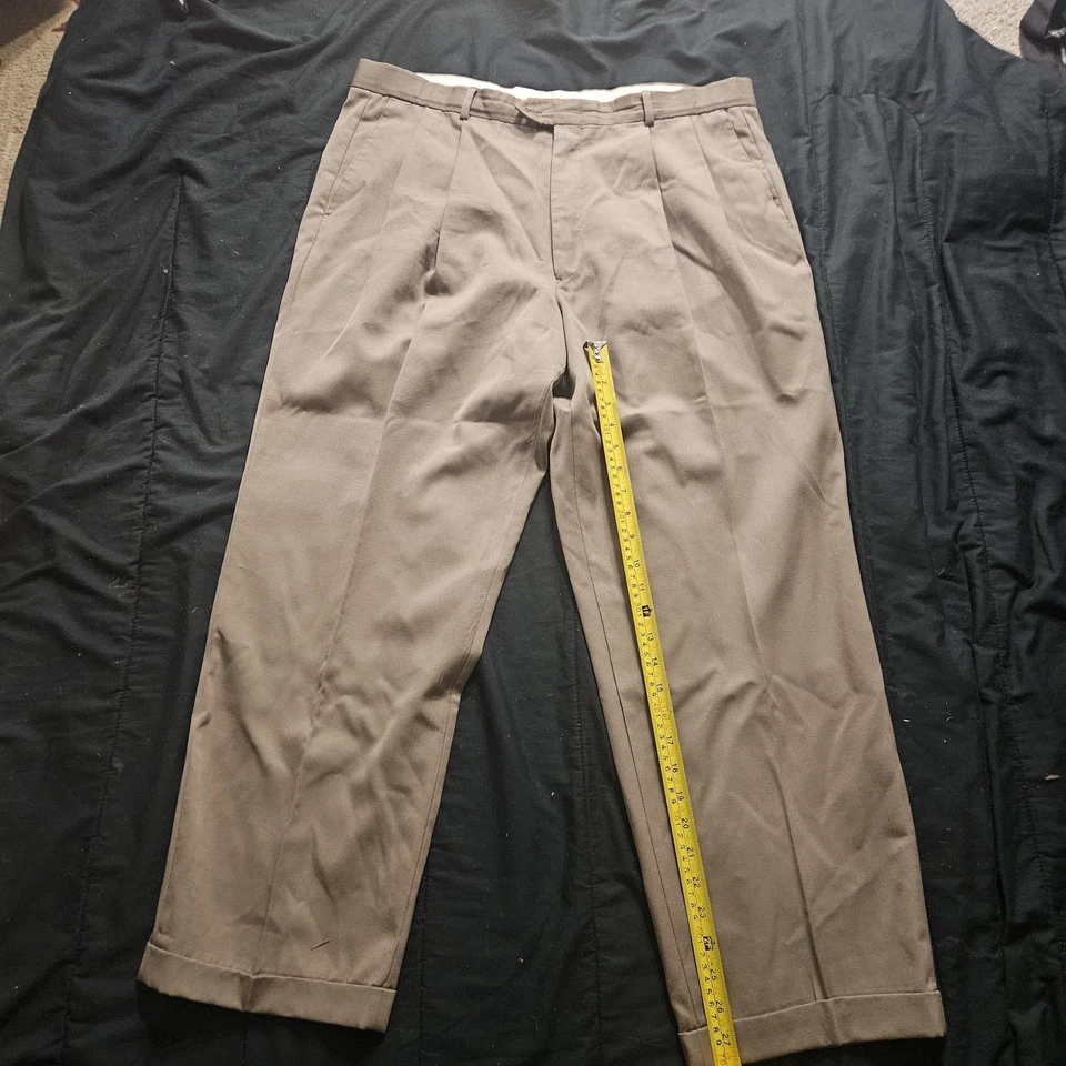 Pantalones de vestir Alfani para hombre 40 marrón lana doble plisado pantalones forrados Foto 3 de 4