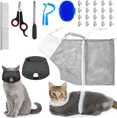 9 Pcs Cat Bathing Bag Set Cat Shower Bag anti Bite and Scratch for Pet Grooming