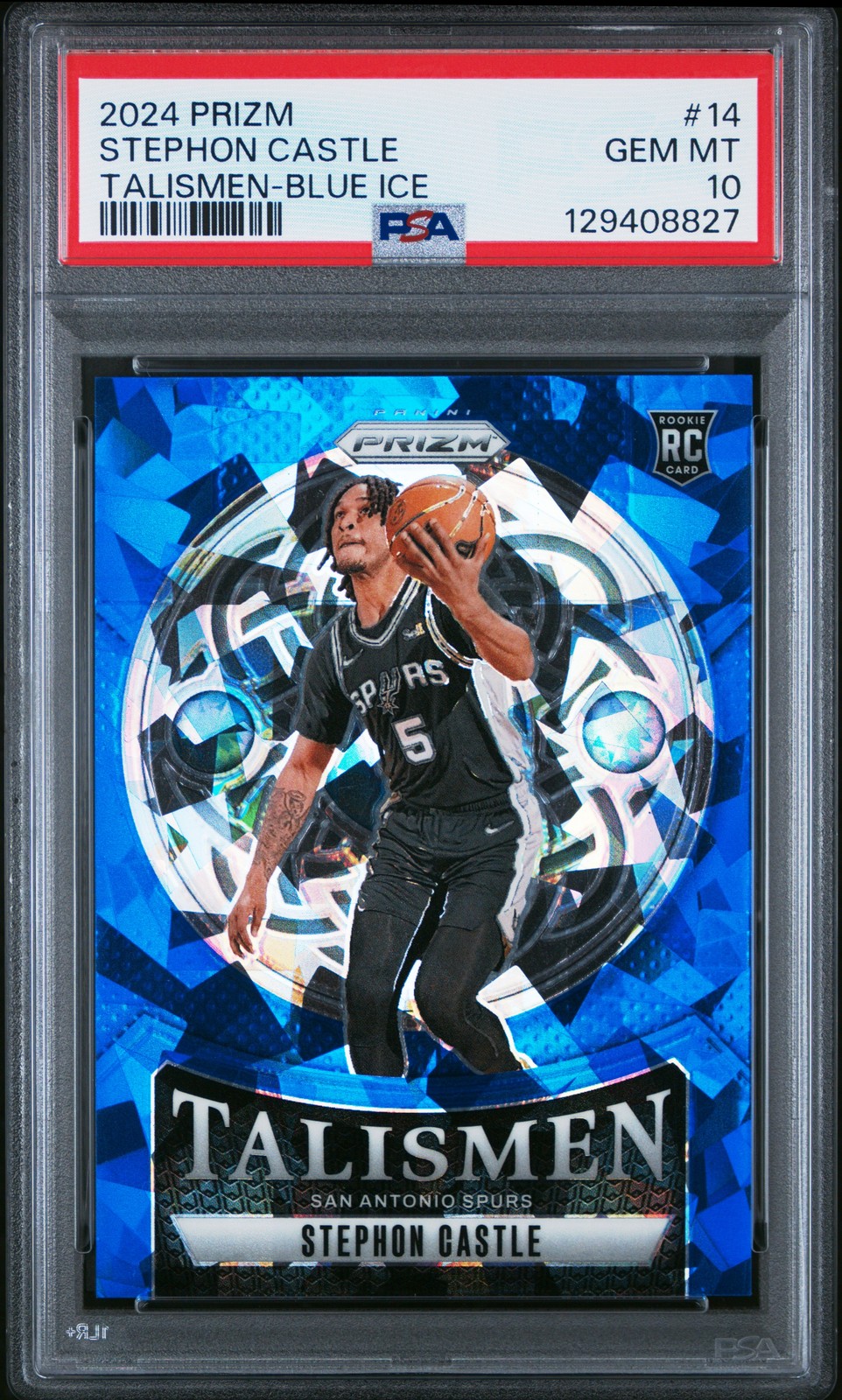 2024 PANINI PRIZM TALISMEN BLUE ICE #14 STEPHON CASTLE 82/125 PSA 10