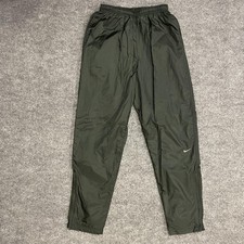 Vintage 90s Nike Woven Lined Track Pants L 28-32x32 Green Ankle Zip Nylon