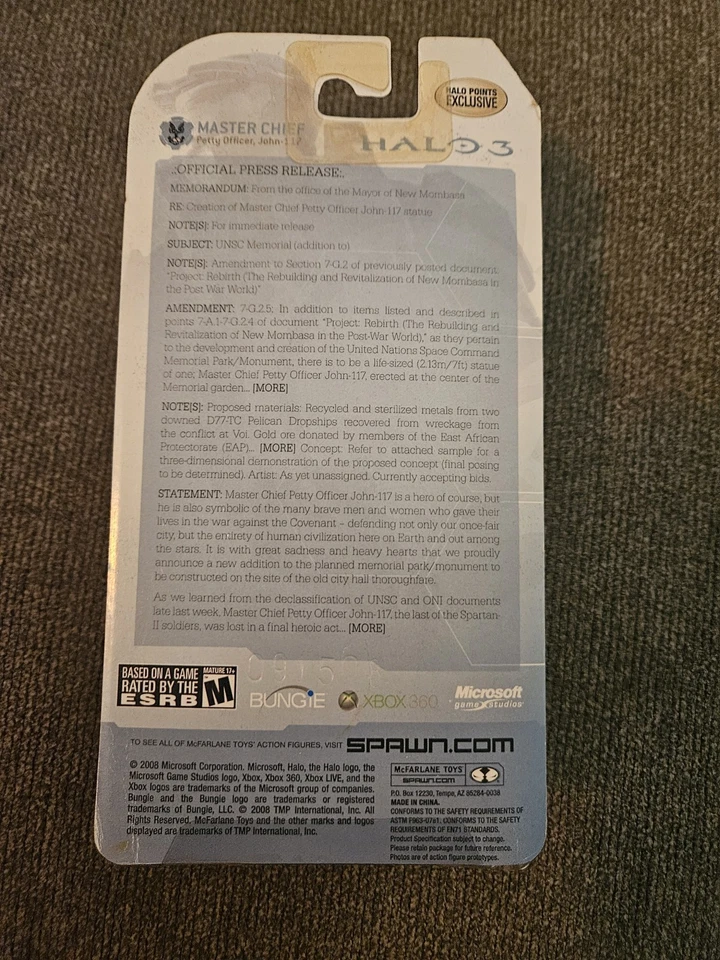 Figura de acción de juguete McFarlane coleccionable Xbox Halo 3 Gold Master Chief en caja RARA Foto 3 de 4