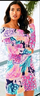 Lilly Pulitzer Trisha All That She Wants Off Shoulder Tunic Jersey Dress Size XL