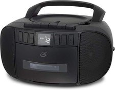 GPX BCA209B Portable Am/FM Boombox w/CD Cassette Player Black Stereo Speaker