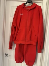 Comfrt Hoodie Jogging Pants Set  Full Zip Hooded Sweatshirt  Two Piece Red Large