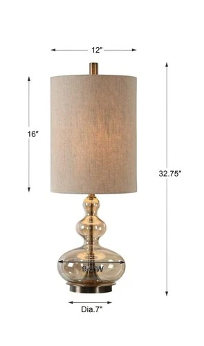 UTTERMOST 29538-1 FORMOSO AMBER GLASS TABLE LAMP WITH ANTIQUE BRASS TABLE LAMP - Picture 5 of 5
