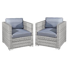Oseasons Malta Rattan 2 Seat 2 Chair Garden Outdoor Patio Set in Dove Grey