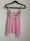 Shirley Of Hollywood Pink Sequin Babydoll Sheer Lace Lingerie Dress Size S