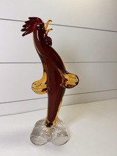 Murano Glass Gold Red Standing Rooster 50s Italy Original Sticker VTG 10  EC