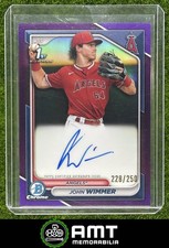 John Wimmer Auto 2024 Bowman 228/250 Chrome Prospect Purple Refractor Angels