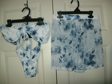 NEW Womens Bandeau Bikini 3 Pc Set w/ Coverup Ladies sz S padded floral swimsuit