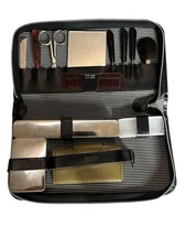 Vintage Western Germany Grooming Kit Leather Case Scissors Comb Shaver
