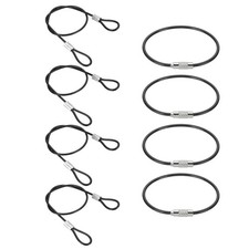 12" Safety Cable Lock 4 Pack 2mm Dia Braided Steel Coated Security Cable