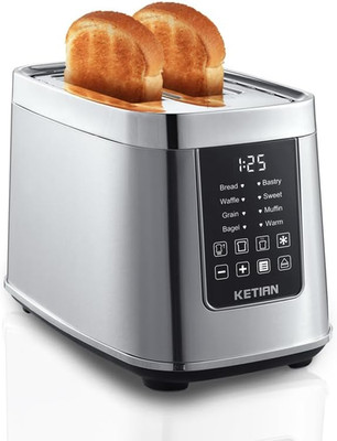 Smart Touch Screen Toaster - 2 Slices, 7 Browning Levels, Easy Clean Crumb Tray
