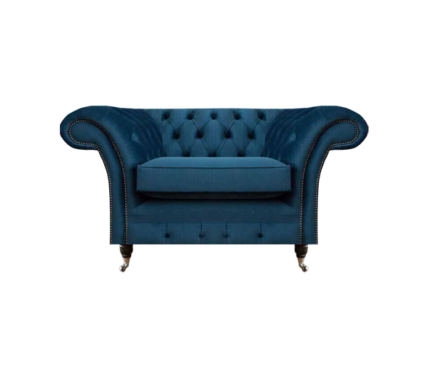 Blauer Wohnzimmer Chesterfield Textilsessel StoffmöBel Luxus Einsitzer-image